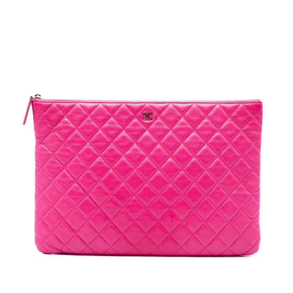 Pre-Loved Chanel Large Quilted Caviar O Case Clutch